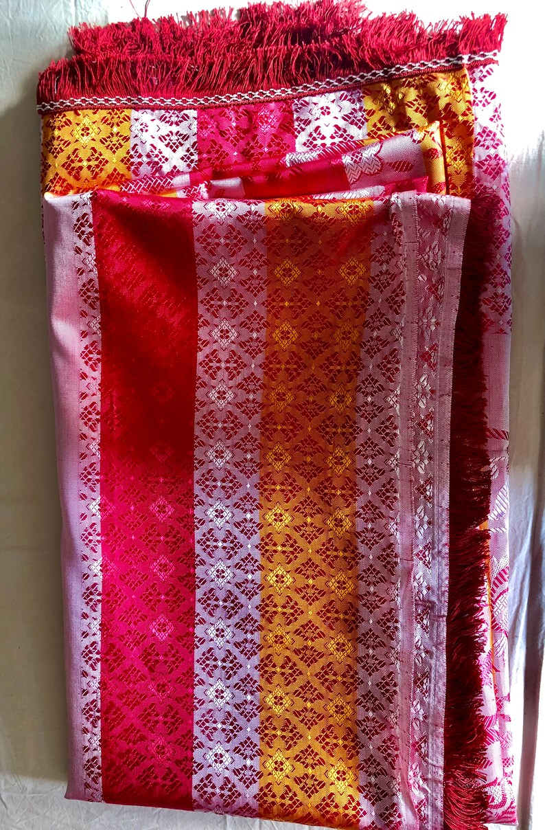 1920s Silk Damask PINK Bedspread With Fringes. Vintage Brocade Etsy