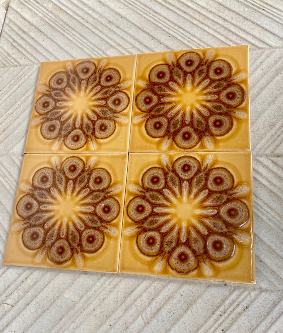 Original 70s retro unused tiles — set of 4