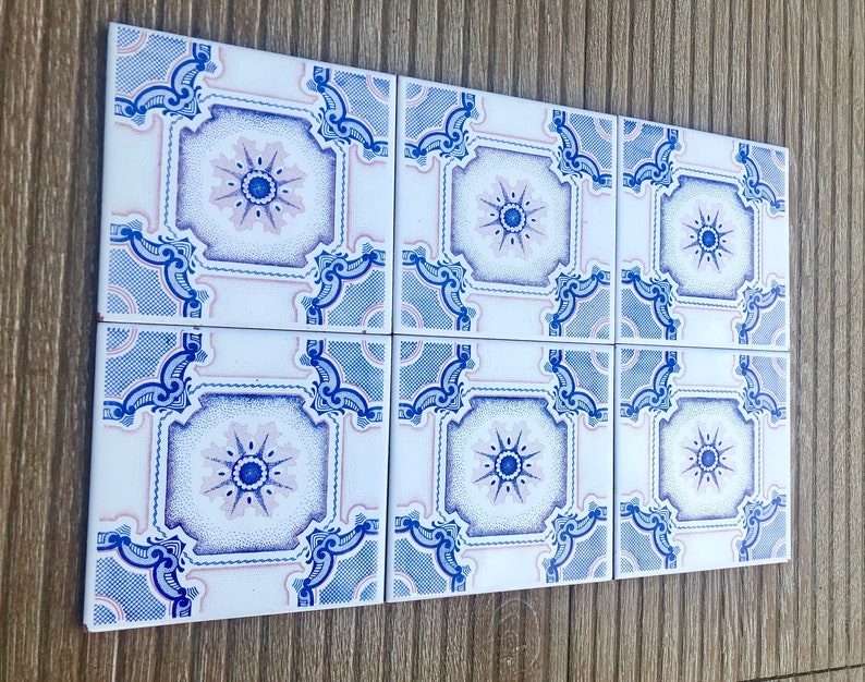 70s blue, pink retro tiles – 6 pcs, photo 3 of 10