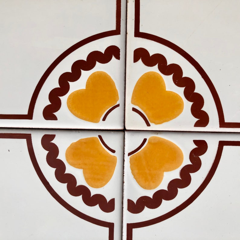 Spanish vintage tiles from the 70s – Brown + orange - yellow, photo 3 of 10