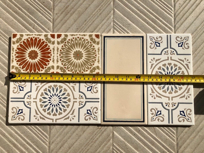 4 Spanish 60s 70s blue, brown + cream tiles, photo 7 of 10