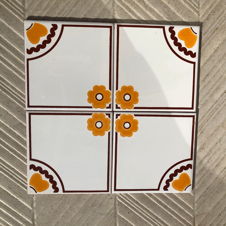 Spanish vintage tiles from the 70s – Brown + orange - yellow, photo 9 of 10