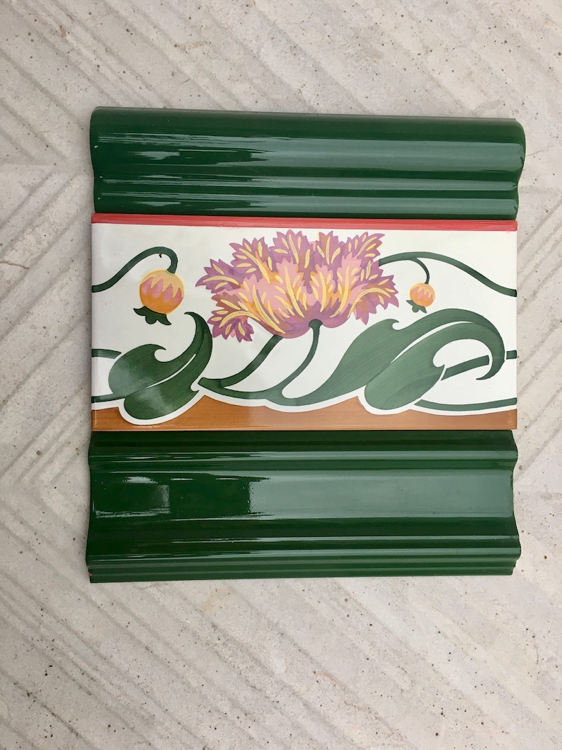 Art Nouveau style floral border tiles — set of 3, photo 5 of 10