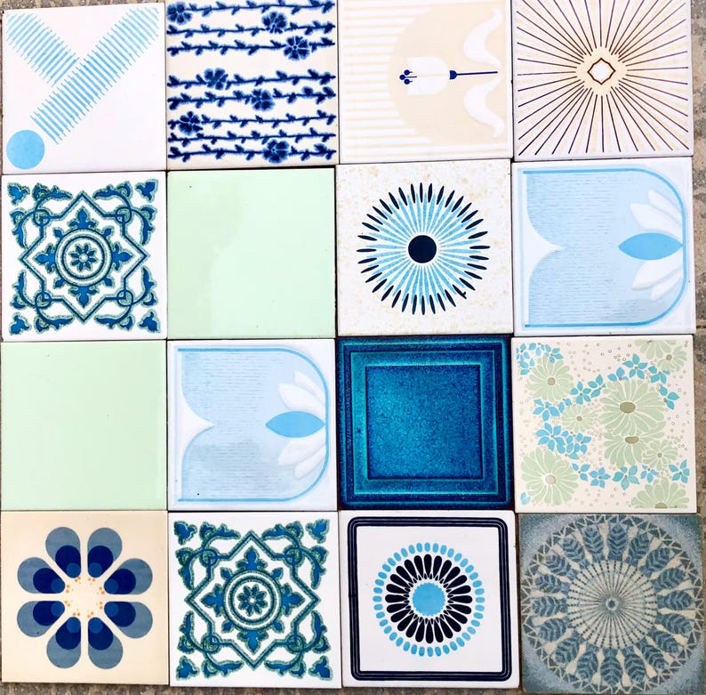 Vintage tiles from Spain – 16 pc mural, photo 2 of 10