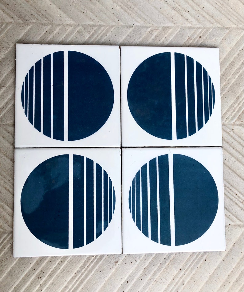 Spanish 60s 70s vintage tiles Salvaged, by Azulejos la Estrella — set of 4, photo 1 of 9
