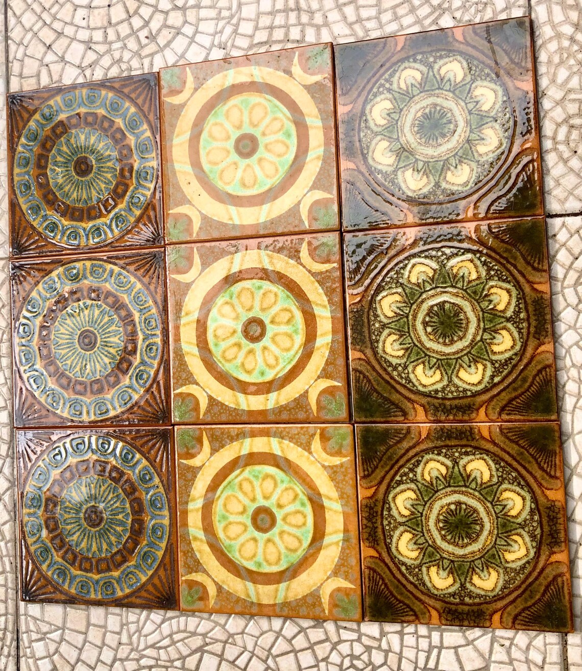 Original 70s Retro Tiles. Brown, Yellow, Blue, Orange. Fat Lava ...