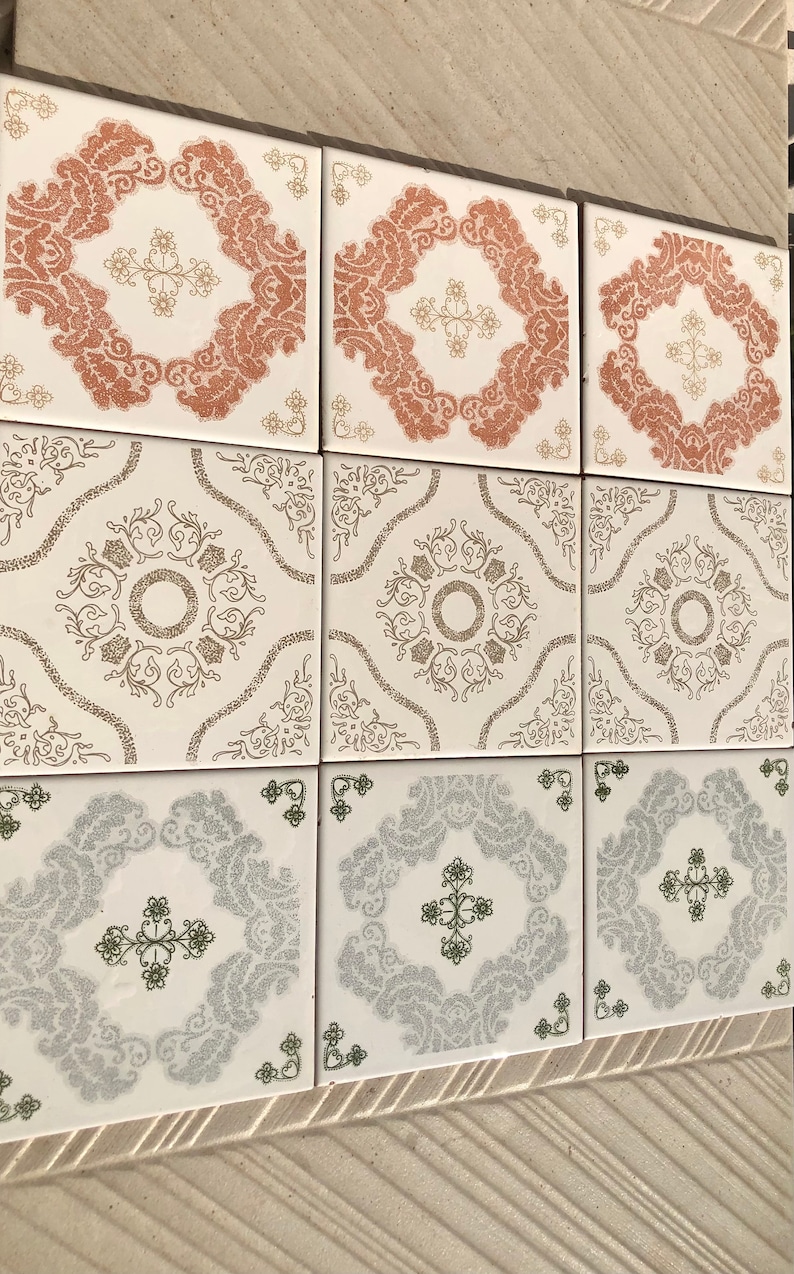 Spanish 60s 70s pink tiles – 9 pc set, photo 4 of 10