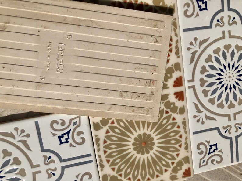 4 Spanish 60s 70s blue, brown + cream tiles, photo 9 of 10
