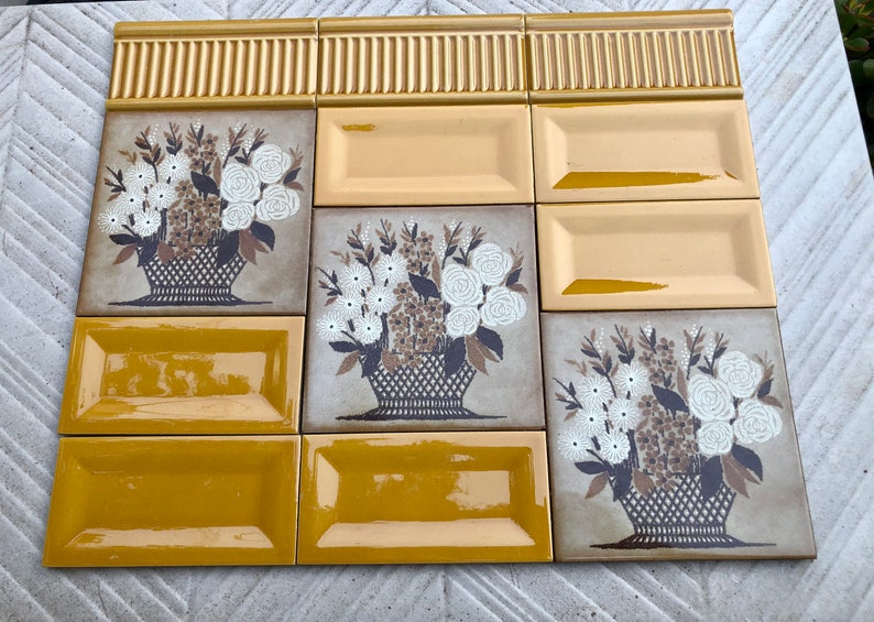 12 pc Art Nouveau style border tile set from Spain, photo 2 of 10