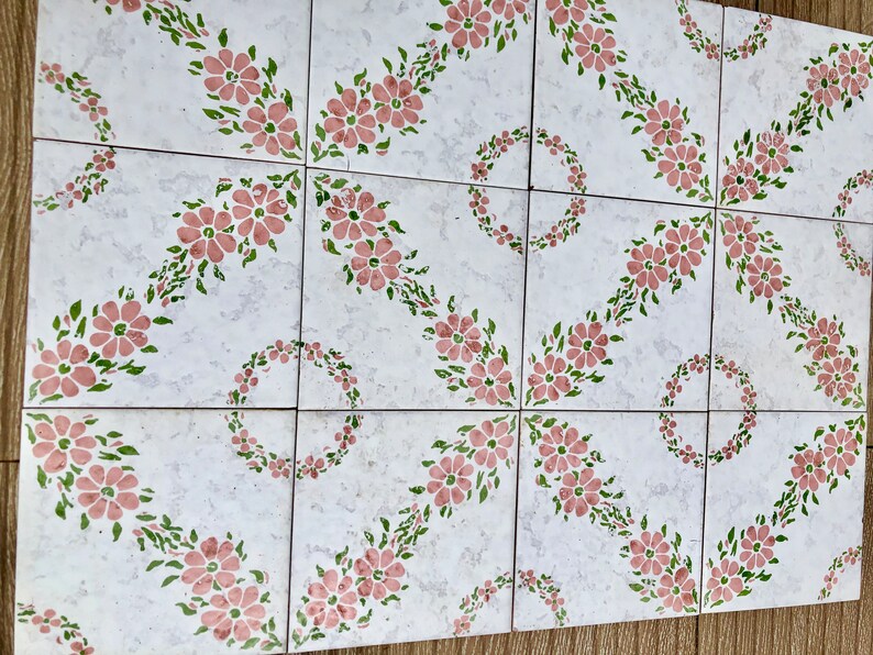 Spanish 60s 70s pink and black tiles — set of 24, photo 10 of 10