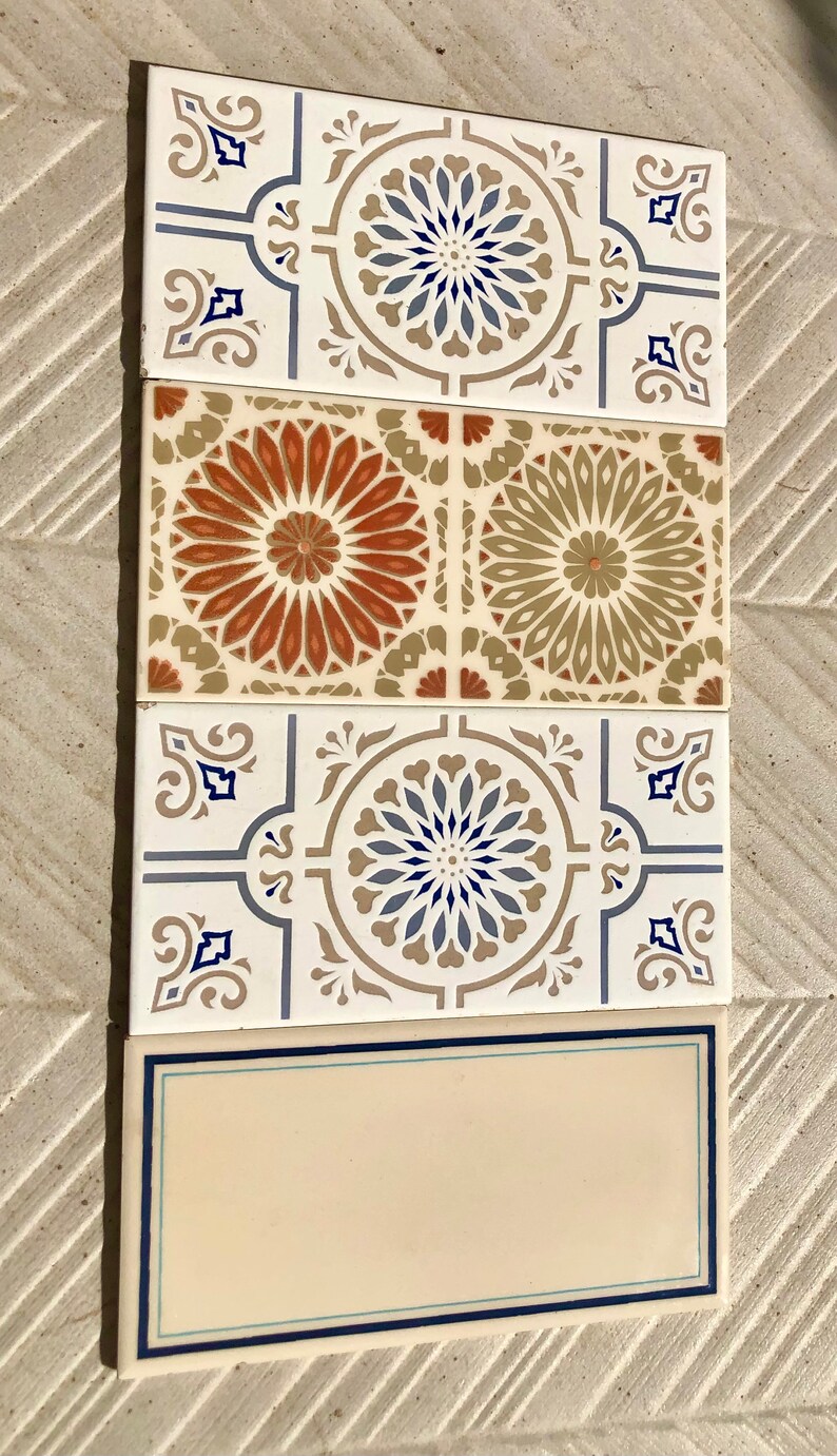 4 Spanish 60s 70s blue, brown + cream tiles, photo 3 of 10
