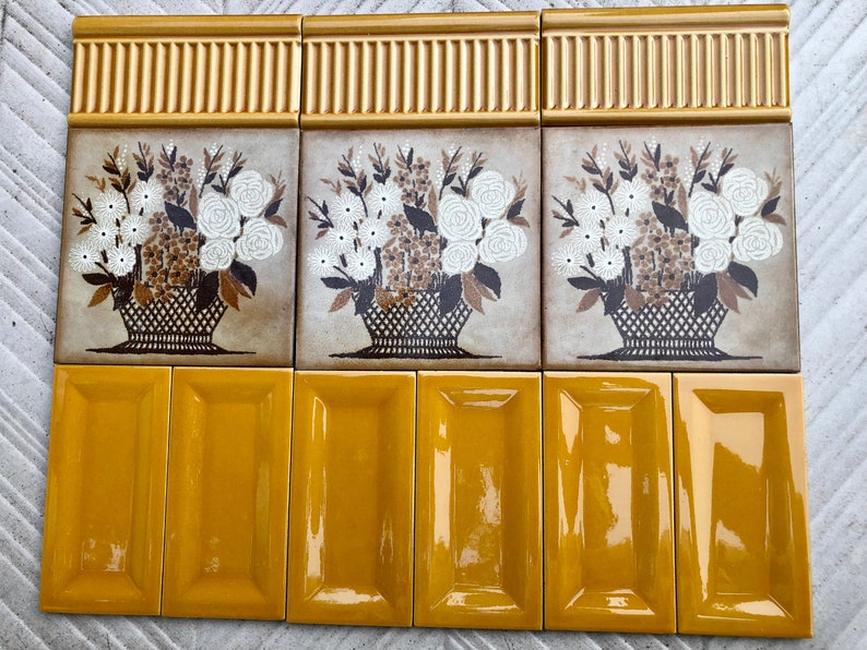 12 pc Art Nouveau style border tile set from Spain, photo 8 of 10