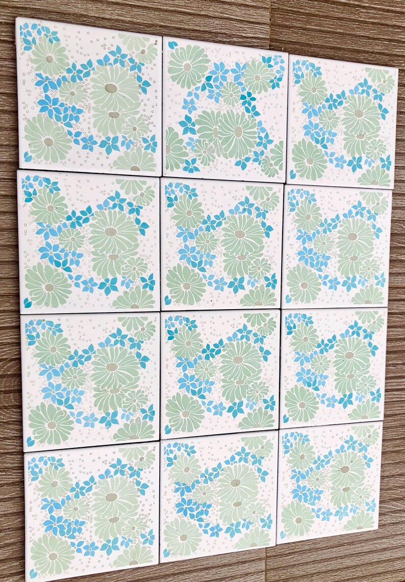 Spanish 60s 70s vintage tiles — set of 12, photo 3 of 8