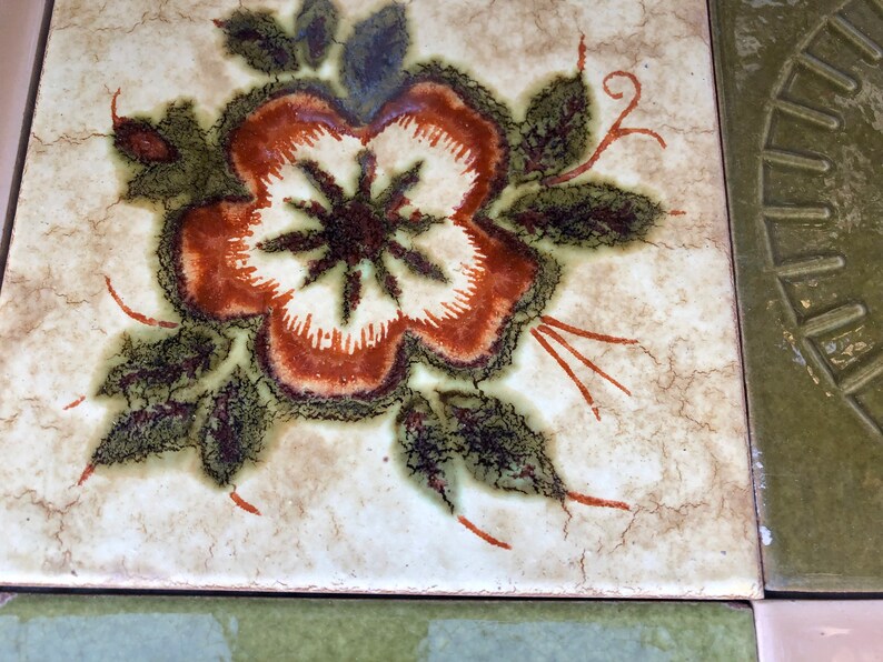 8 original mid century retro Fat Lava tiles from Spain, Unused + Salvaged, photo 4 of 9