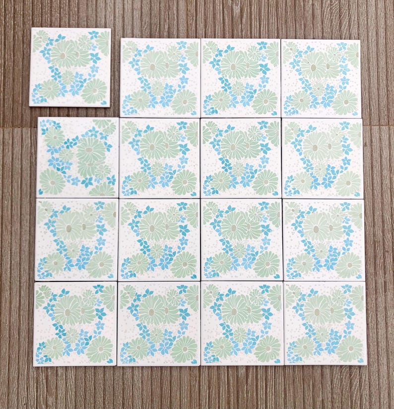 Spanish 60s 70s vintage tiles — set of 16, photo 2 of 8