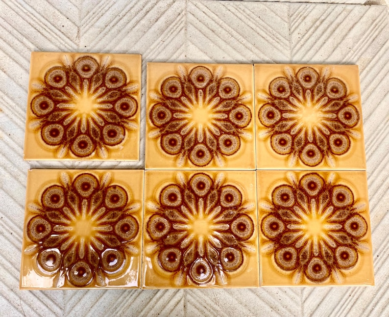 Original 70s retro unused tiles — set of 15, photo 5 of 9