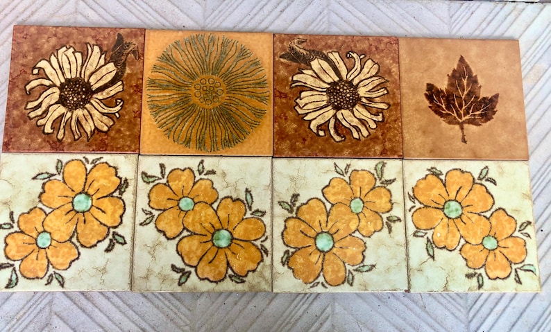 8 original Unused mid century retro Fat Lava tiles from Spain, photo 3 of 10