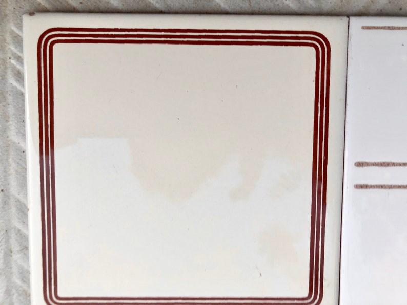 60s 70s vintage sunray geometric tiles in orange, yellow, brown — set of 4, photo 8 of 10