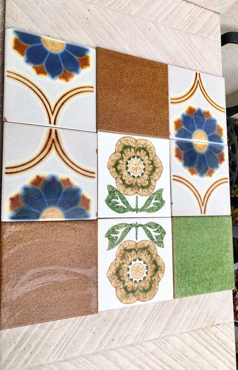 70s Spanish vintage tile mural — set of 9, photo 3 of 10