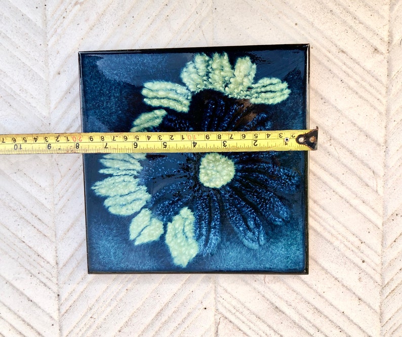 Fat Lava 60 - 70s Blue tiles, trivets or wall plaques — set of 4, photo 9 of 10