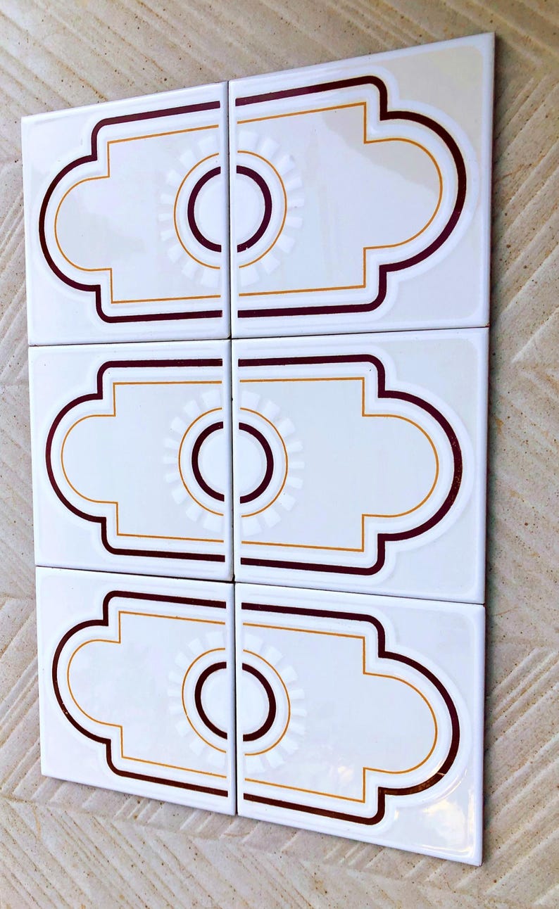 60s 70s vintage tiles Unused — set of 6, photo 7 of 10