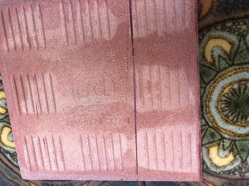 Original 70s retro tiles – Brown, yellow, blue, orange — set of 4, photo 5 of 5