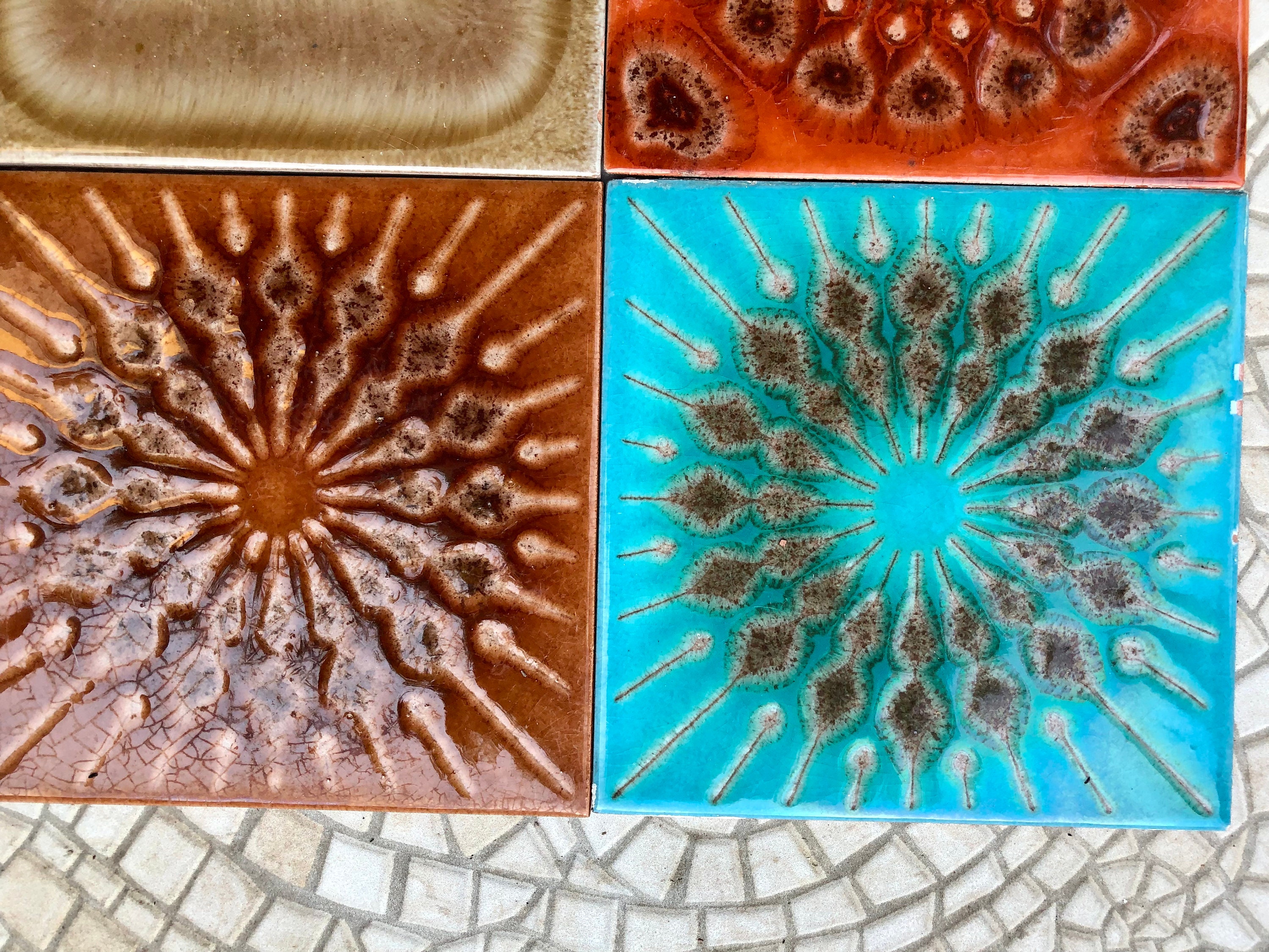 8 mid century majolica fat lava tiles from Spain.70s vintage Etsy