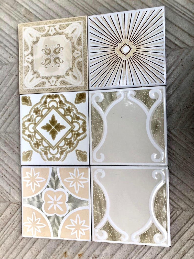 6 Spanish 70s MCM Tiles. Original Vintage Decorative Retro Tiles. 60s ...