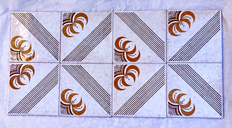 8 mid century majolica Fat Lava tiles from Spain, photo 5 of 10