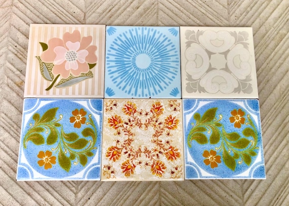6 original retro tiles from Spain