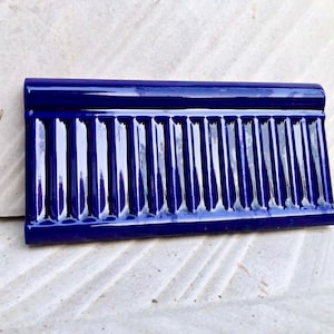 6 BLUE Art nouveau style border tiles. Glazed NEW ceramic embossed tiles. Combine with other wall art tiles on a backsplash or border