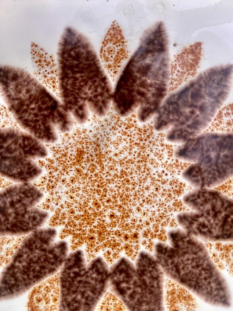 Original 70s retro tiles – 6 pcs Brown, cream, Fat Lava sunflower tiles, photo 7 of 10