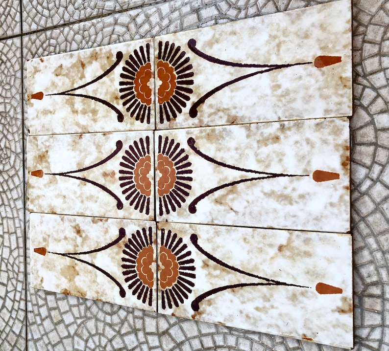 Spanish vintage Fat Lava tiles from the 70s — set of 6, photo 1 of 10