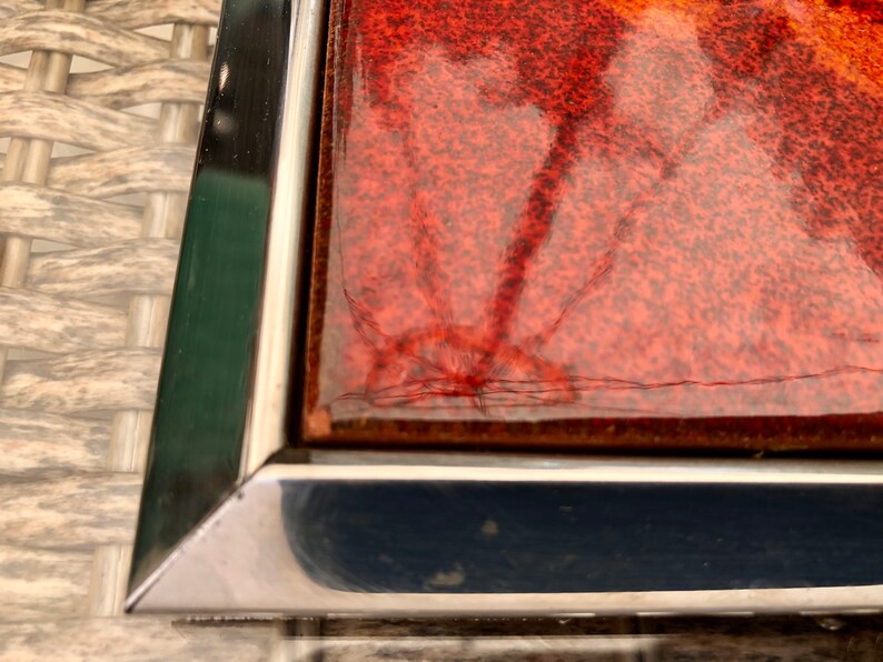 Spanish vintage Fat Lava tile trivet from the 70s, photo 6 of 8