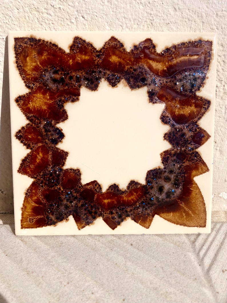 70s Spanish Vintage orange + brown tiles — set of 6, photo 8 of 10