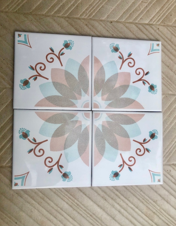 4 original vintage 70s tiles