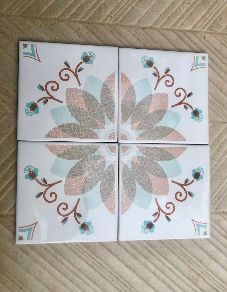 4 original vintage 70s tiles, photo 1 of 7