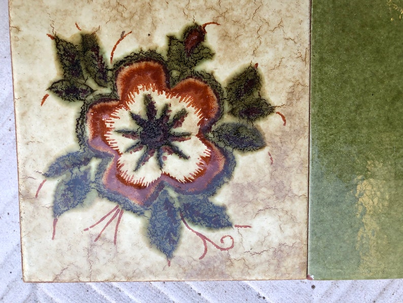 8 original mid century retro Fat Lava tiles from Spain, Unused + Salvaged, photo 6 of 9