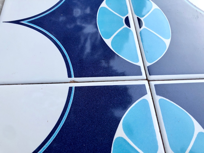 Blue tiles – Retro salvaged original 70s tiles — set of 6, photo 5 of 8