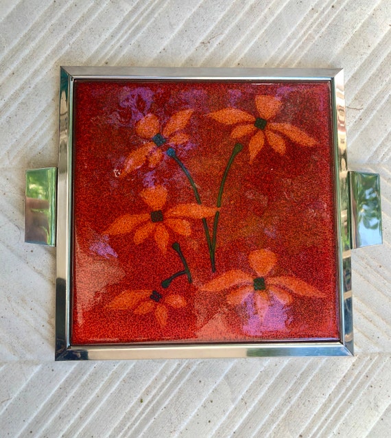 Spanish vintage Fat Lava tile trivet from the 70s
