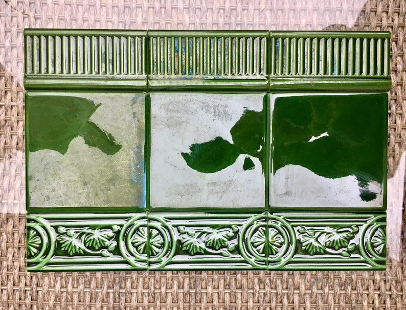6 Blue Art Nouveau style border tiles, photo 10 of 10