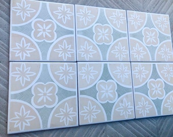 6 Spanish 70s green, peach beige tiles
