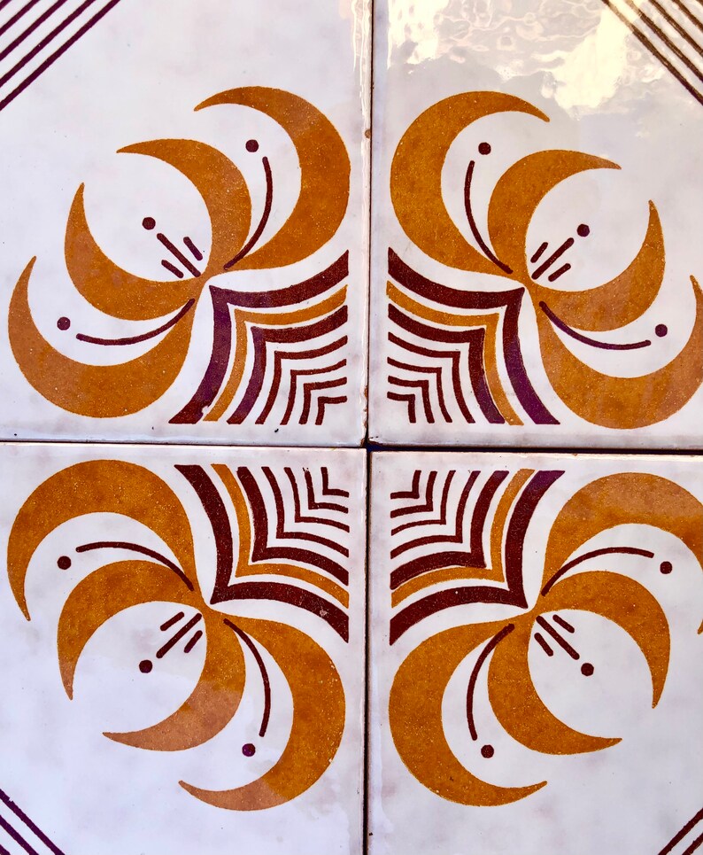 8 mid century majolica Fat Lava tiles from Spain, photo 4 of 10