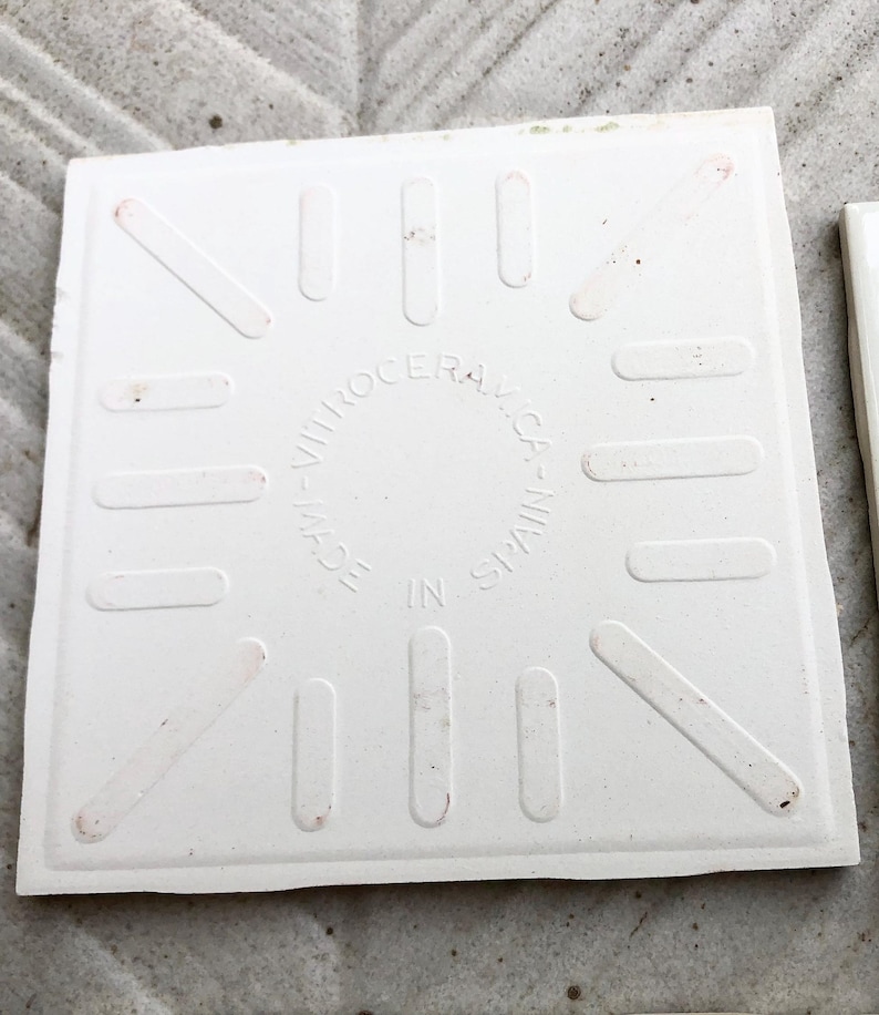 Vintage blue + white glazed retro tiles — set of 4, photo 2 of 9