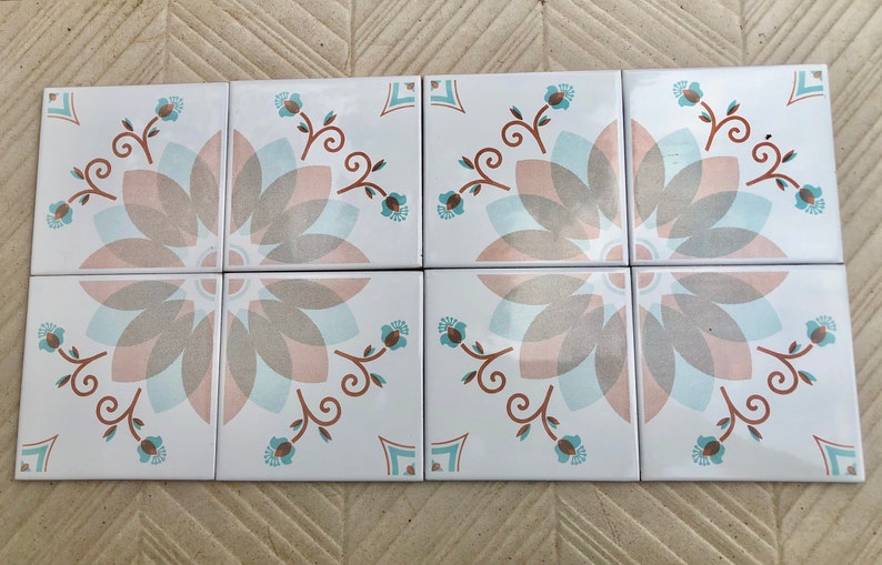 8 original vintage 70s tiles, photo 1 of 9