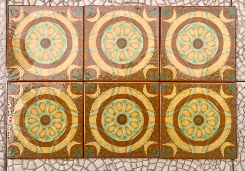 Original 70s retro tiles – 6 pcs Brown, blue, terracotta, photo 9 of 10