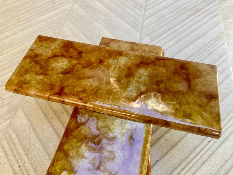 Spanish vintage Fat Lava tiles from the 70s — set of 4, photo 7 of 8