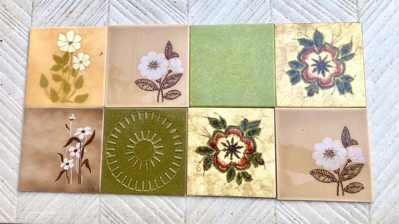 8 original mid century retro Fat Lava tiles from Spain, Unused + Salvaged, photo 8 of 9