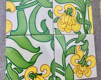 Original Art Nouveau border tiles — set of 4
