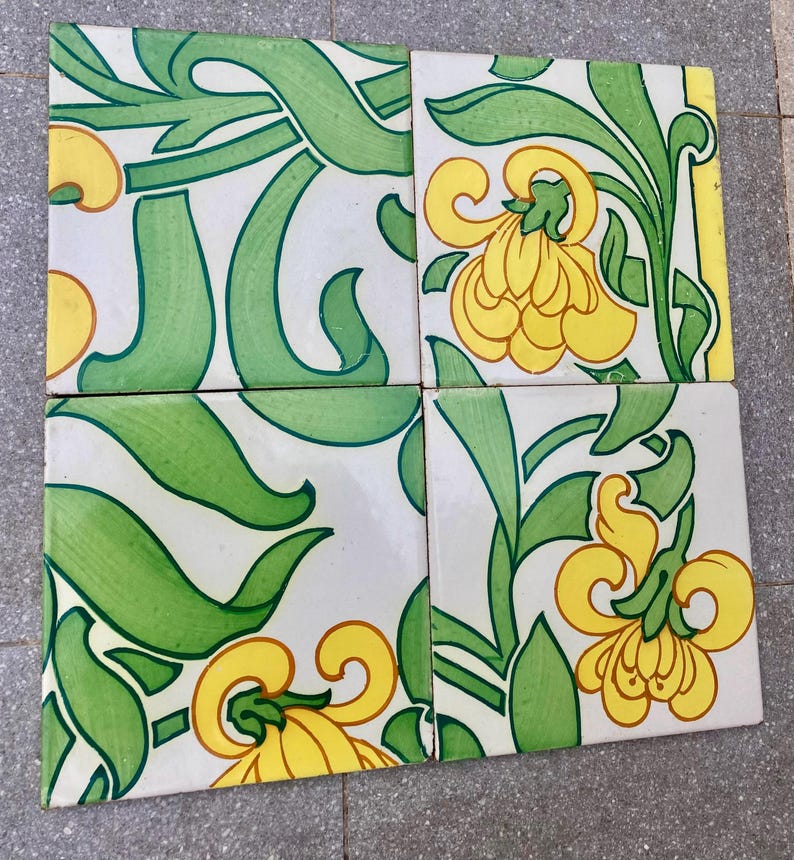 Original Art Nouveau border tiles — set of 4, photo 1 of 9